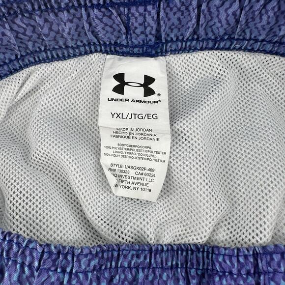 Under Armour Boys Swim Trunks YXL Blue orange Lined Mesh Shorts - Picture 3 of 10